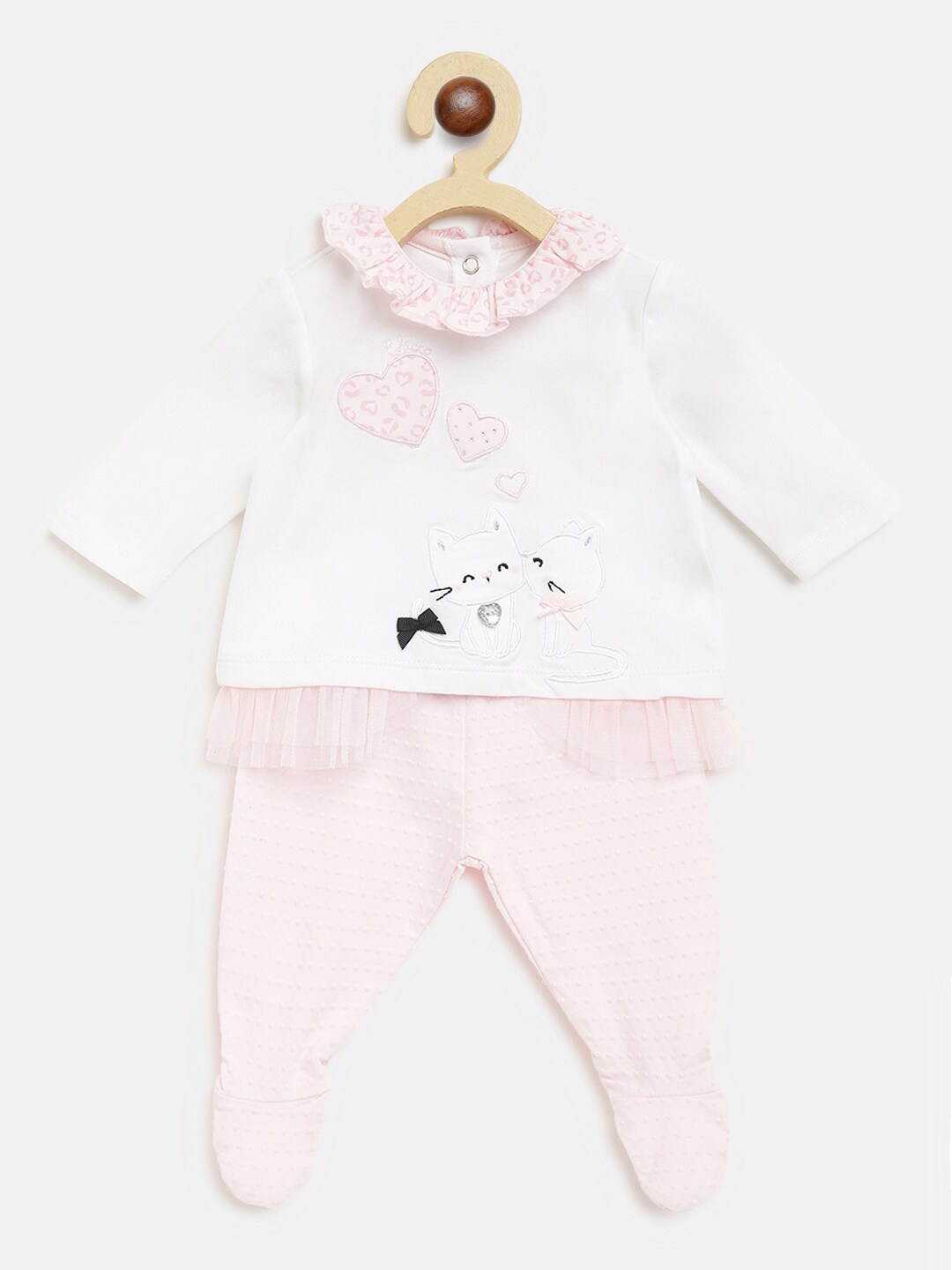 

Chicco Infant Girls White & Pink Printed Top with Leggings