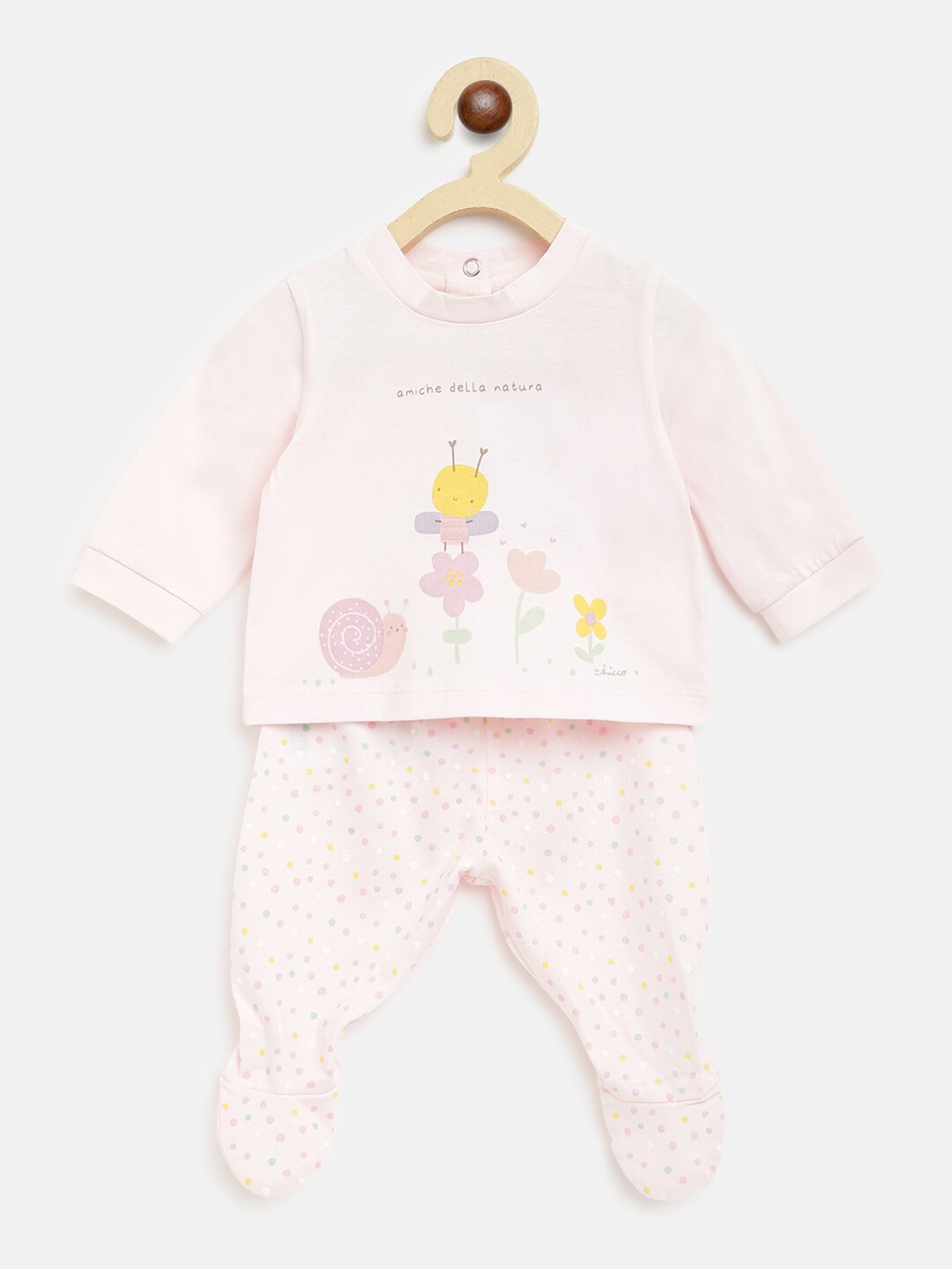 

Chicco Unisex Kids Pink Printed Pure Cotton T-shirt with Leggings