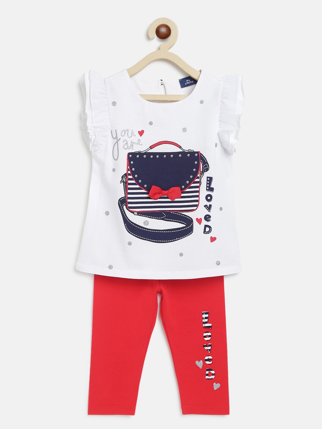 

Chicco Girls White & Red Printed Top with Leggings