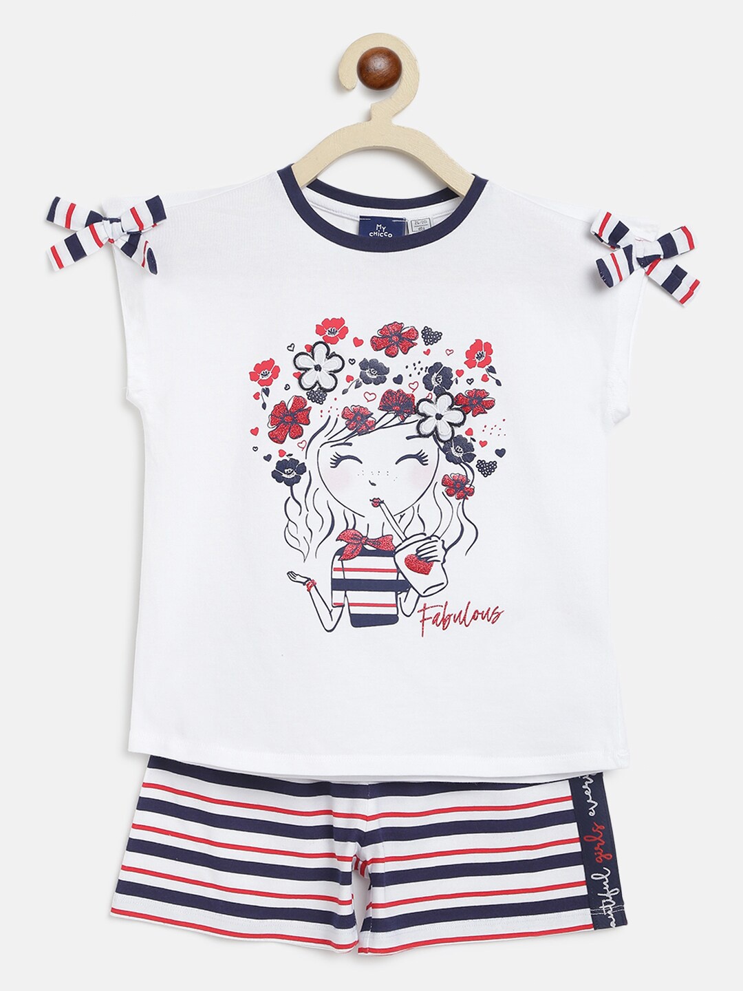 

Chicco Girls White& Pink Printed Co-Ords