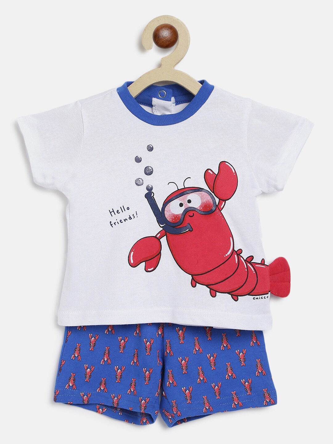 

Chicco Boys White & Blue Printed T-shirt with Shorts