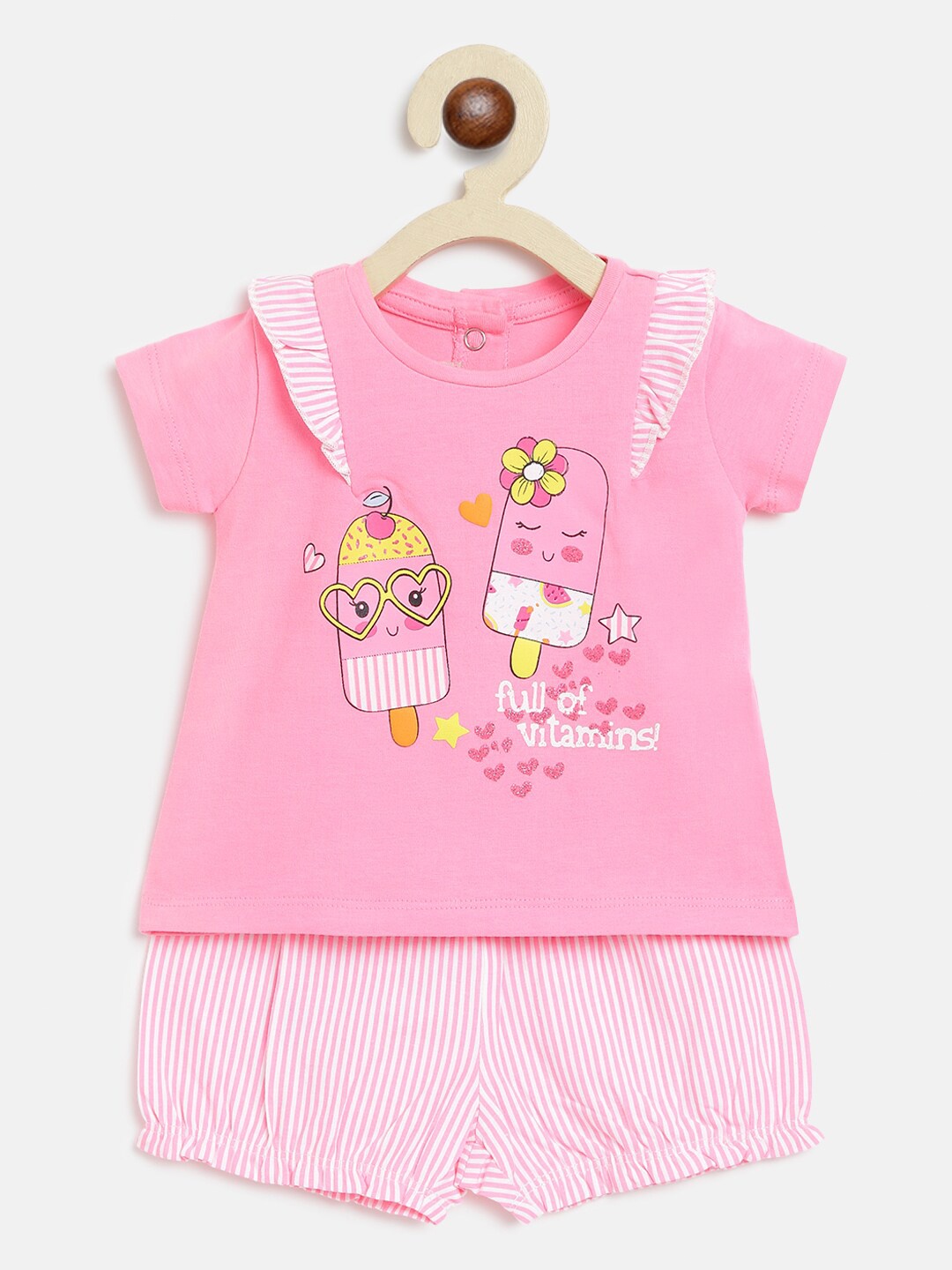 

Chicco Girls Pink & White Printed T-shirt with Shorts