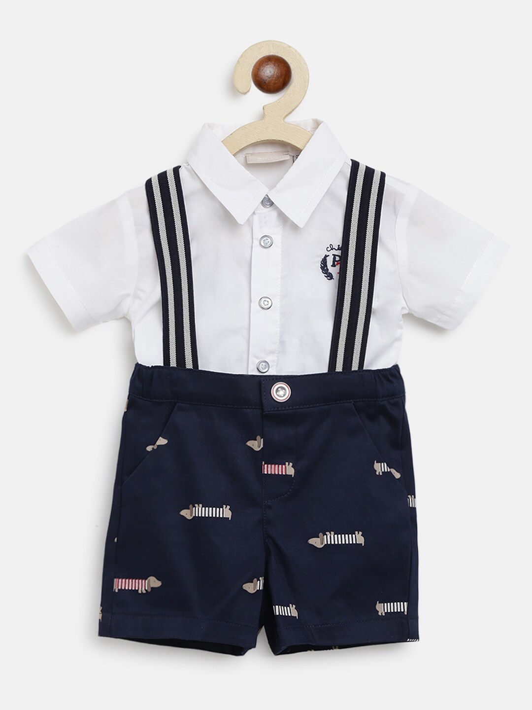 

Chicco Infant Boys White & Navy Blue Shirt with Shorts