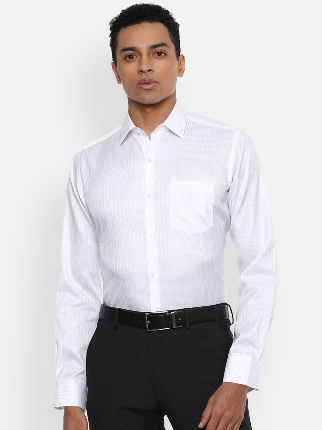 

Van Heusen Men White Striped Formal Shirt
