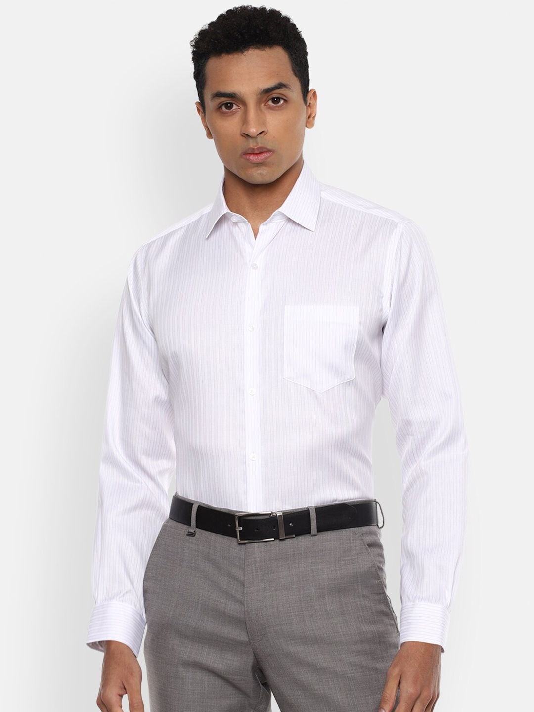 

Van Heusen Men White Striped Formal Shirt