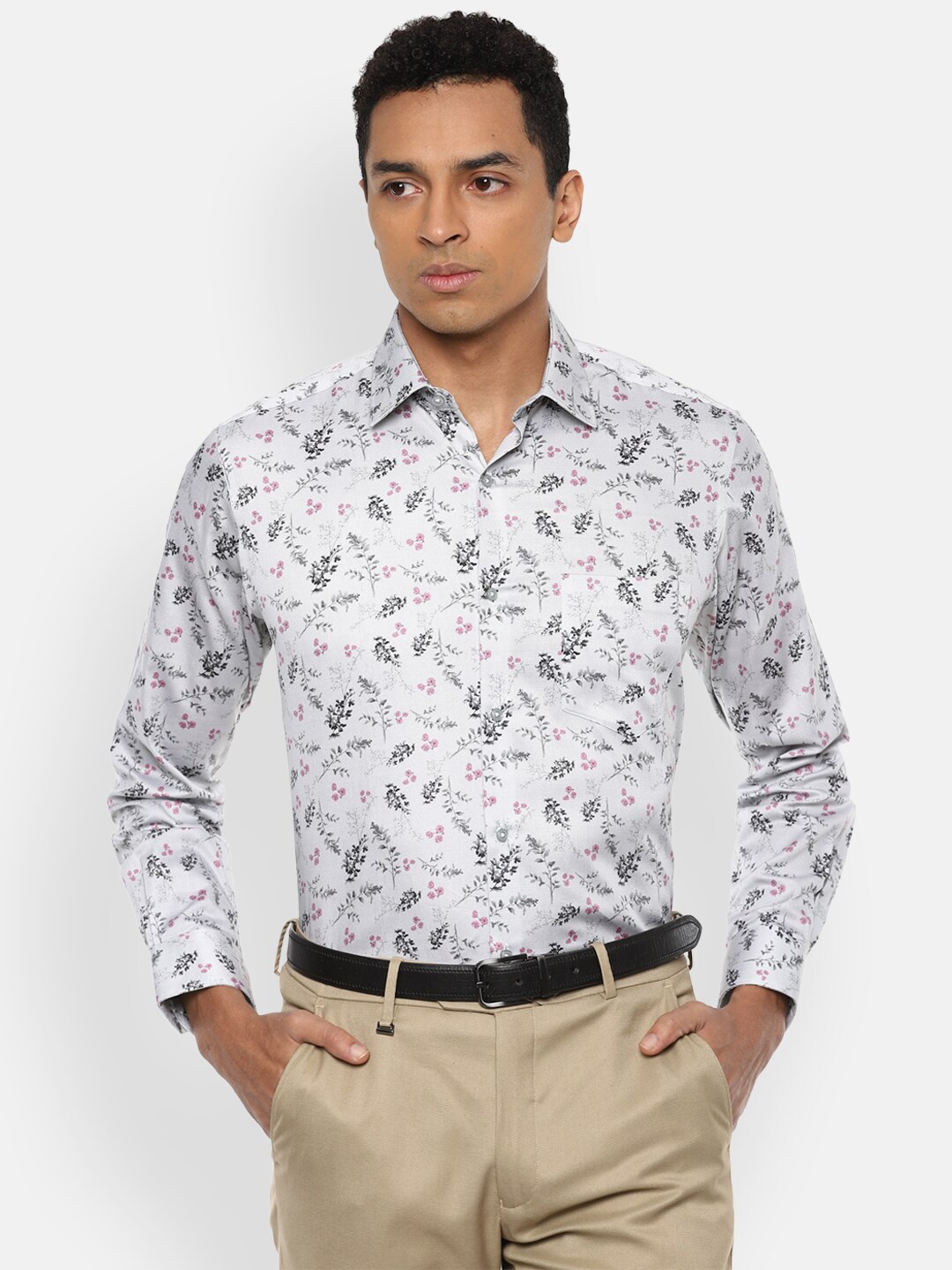 

Van Heusen Men Grey Floral Printed Formal Shirt