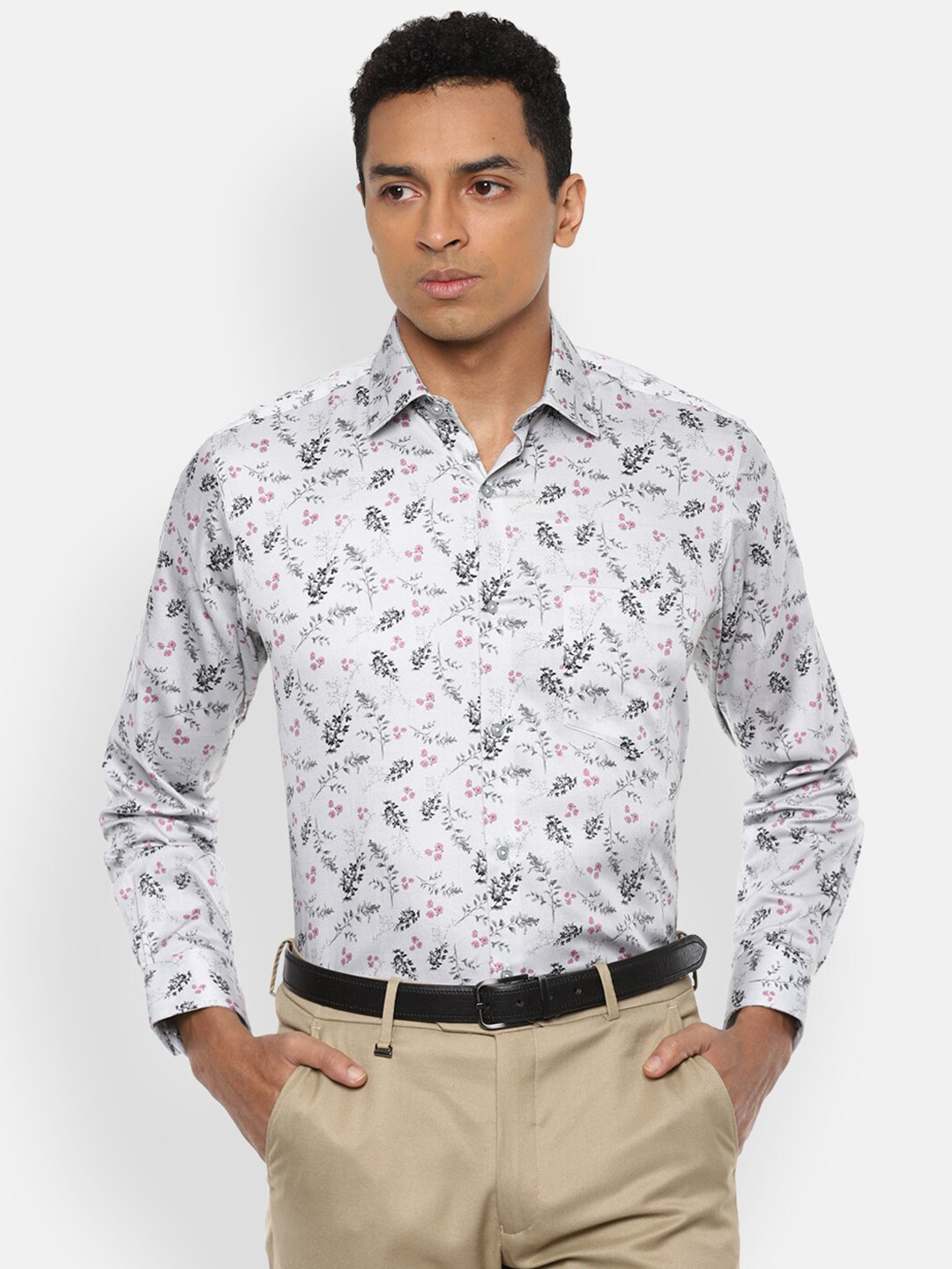 

Van Heusen Men Grey Floral Printed Formal Shirt