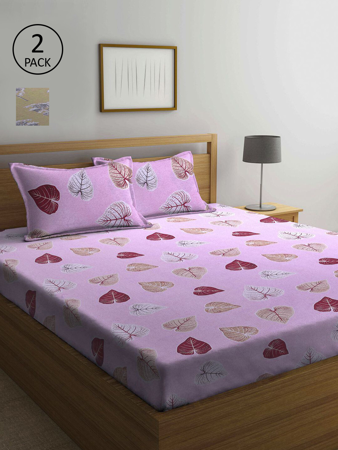 

KLOTTHE White & Pink Floral 210 TC 2 Queen Bedsheet with 4 Pillow Covers