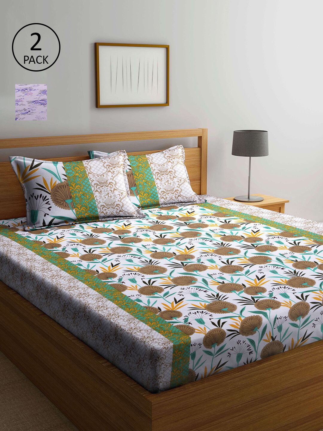 

KLOTTHE Set Of 2 210 TC Pure Cotton Queen Bedsheet Sets, Green