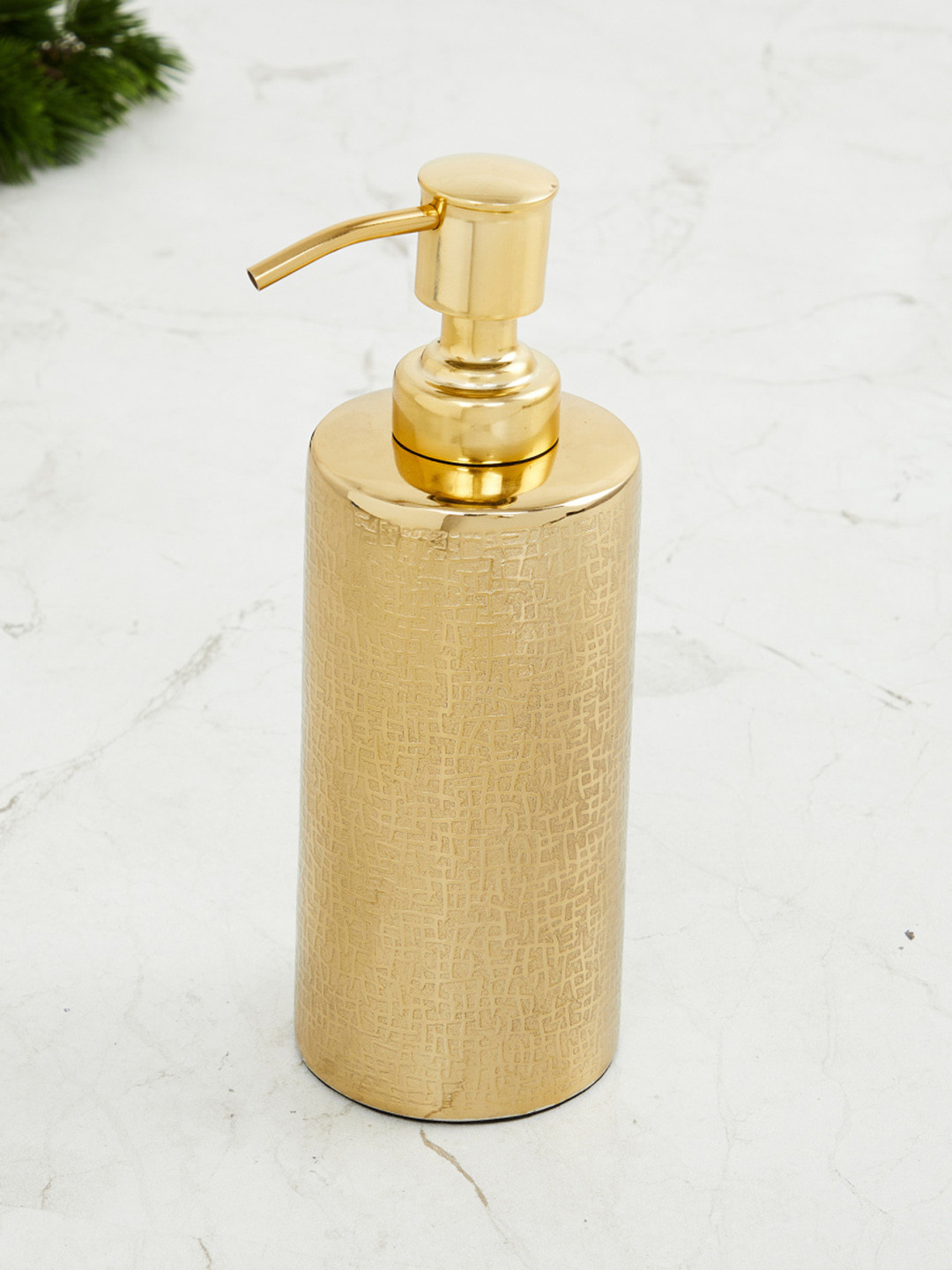 

Home Centre Gold-Toned Panama Textured Metal Soap Dispenser