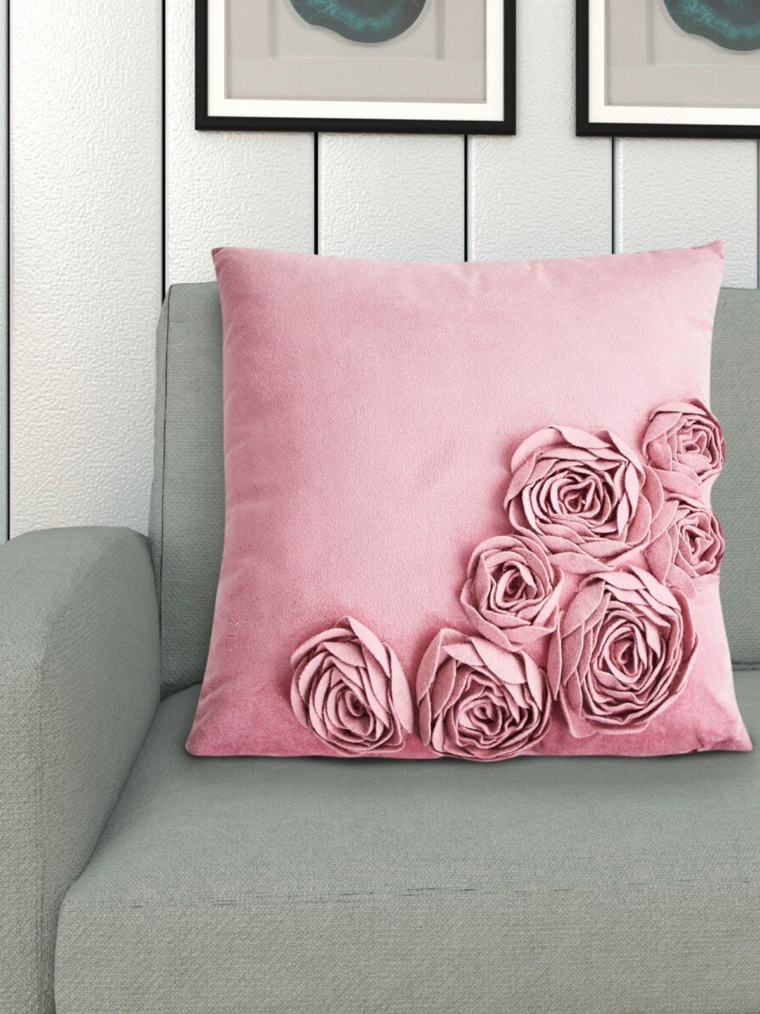 

Home Centre Pink Textured You and Me Lova Filled Cushion
