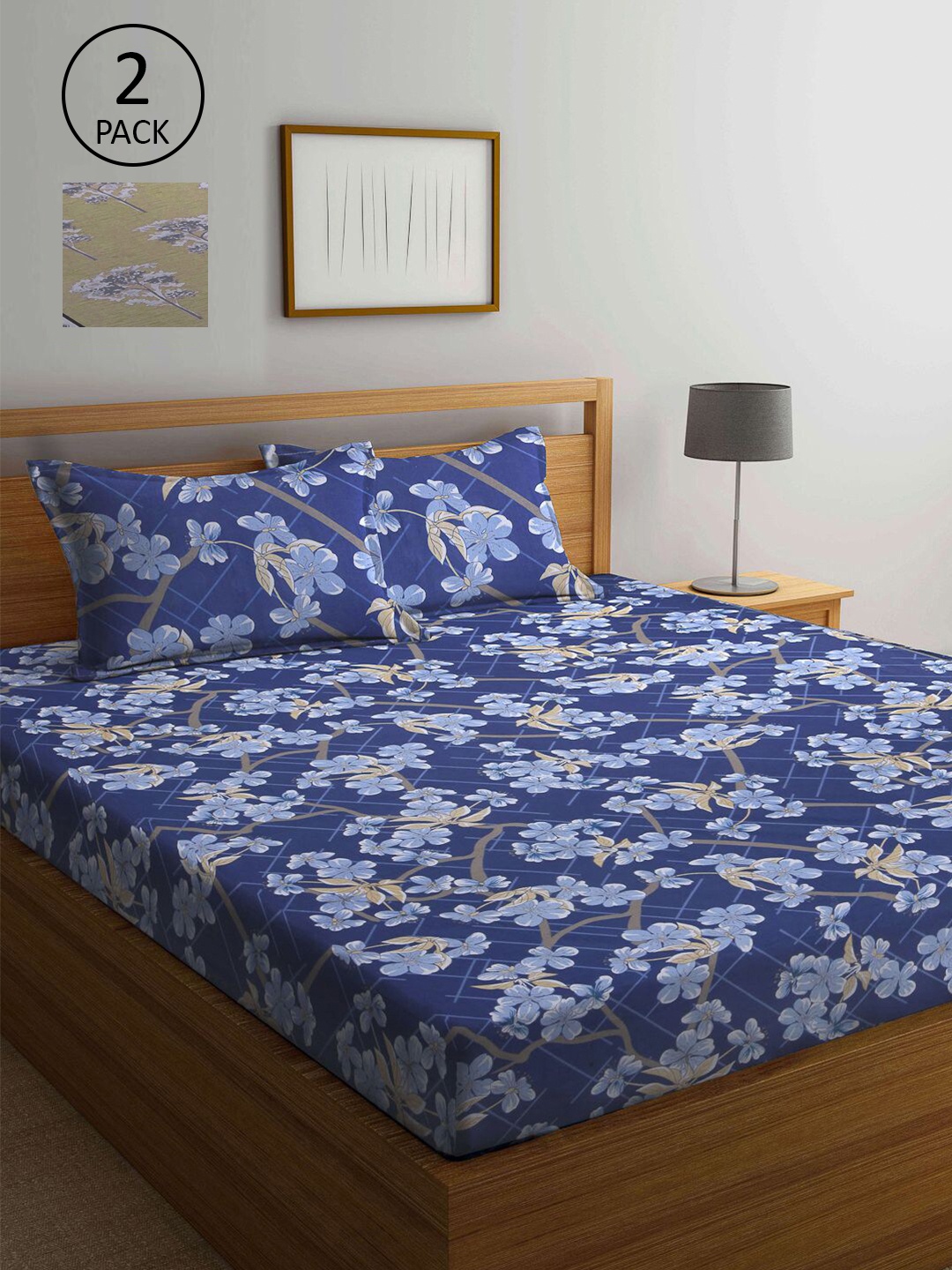 

KLOTTHE Multicoloured Floral 210 TC 2 Queen Bedsheet with 4 Pillow Covers, Multi