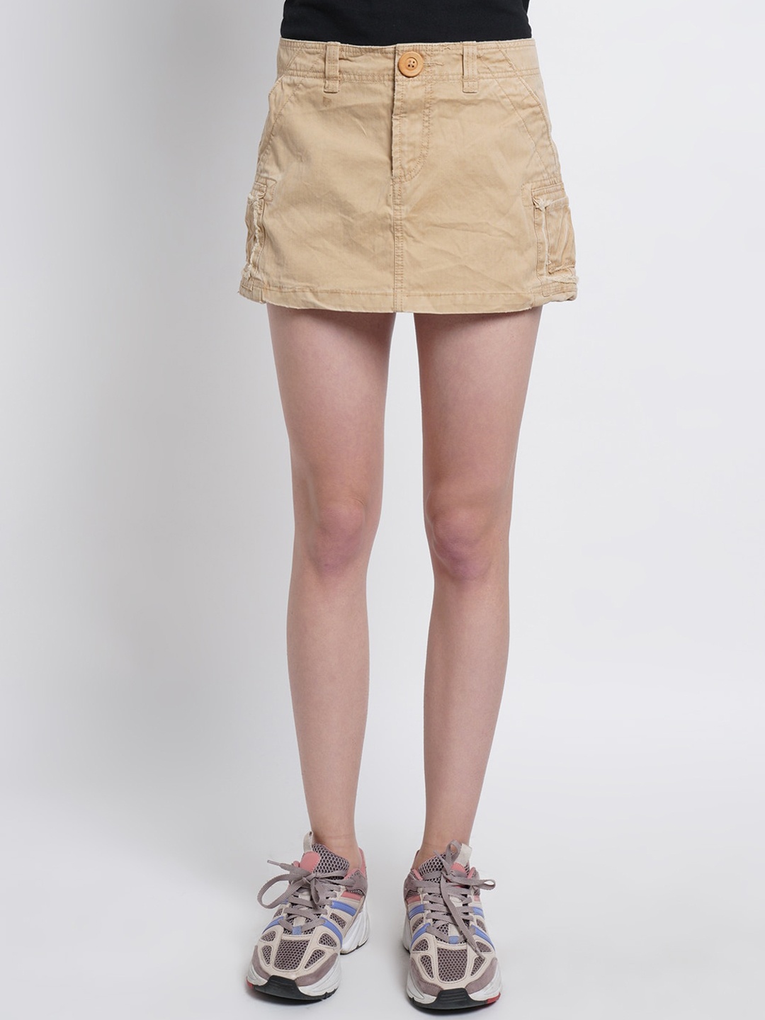 

Purple State Women Beige Solid A-line Skirt