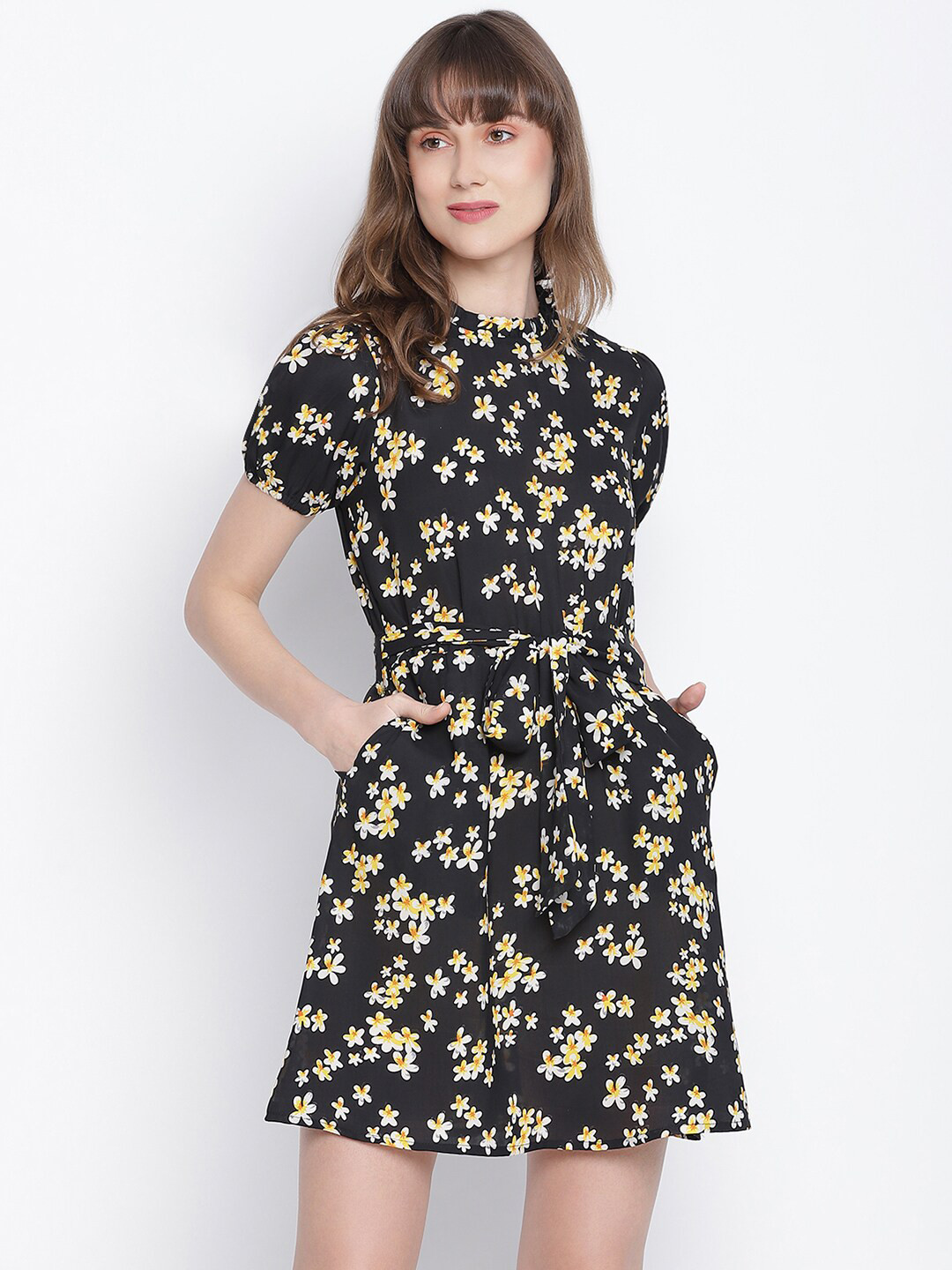 

DRAAX Fashions Black Floral Mini Dress