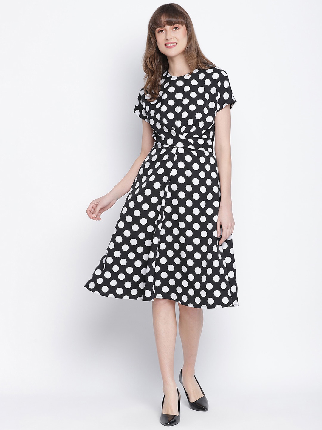 

DRAAX Fashions Woman Black Polka Dot Dress