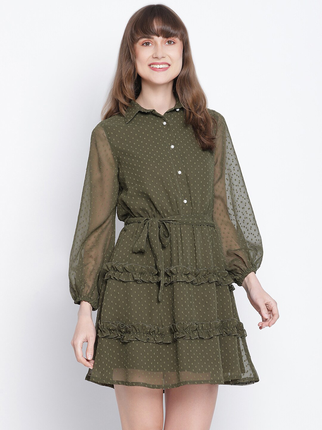 

DRAAX Fashions Women Green Shirt Fit & Flare Dress