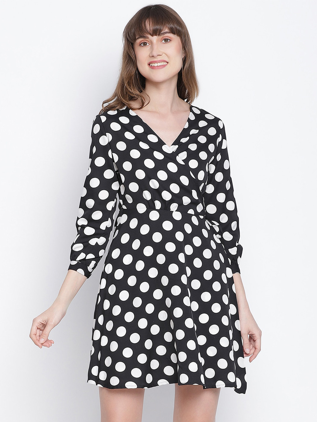 

DRAAX Fashions Woman Black Polka Dot Dress