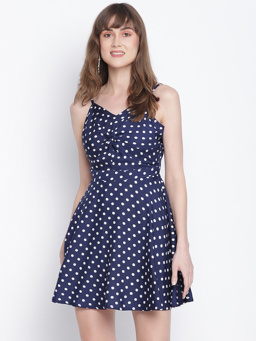 

DRAAX Fashions Women Blue Polka Dots Mini A-Line Dress