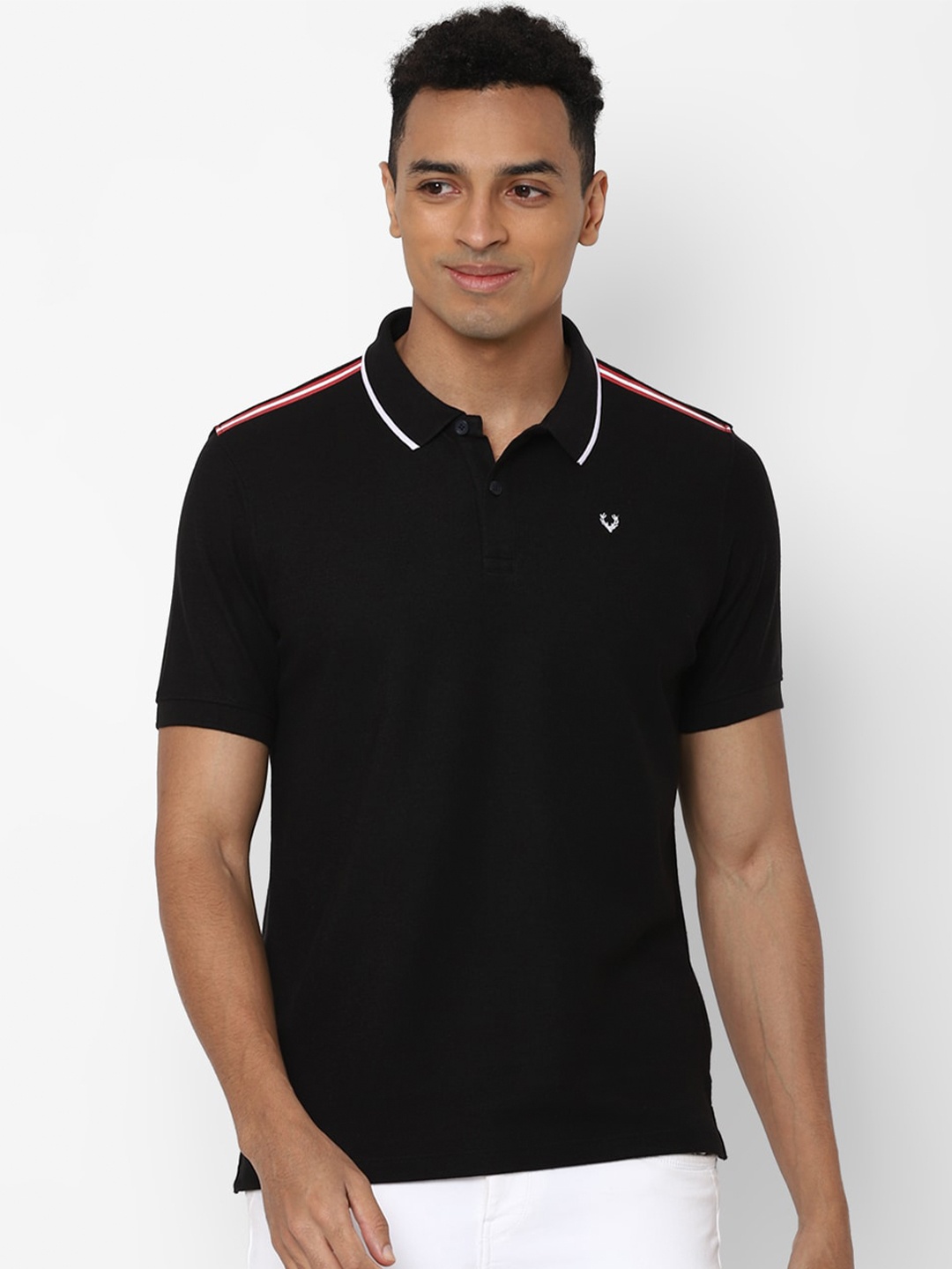 

Allen Solly Men Black Cotton Polo Collar T-shirt