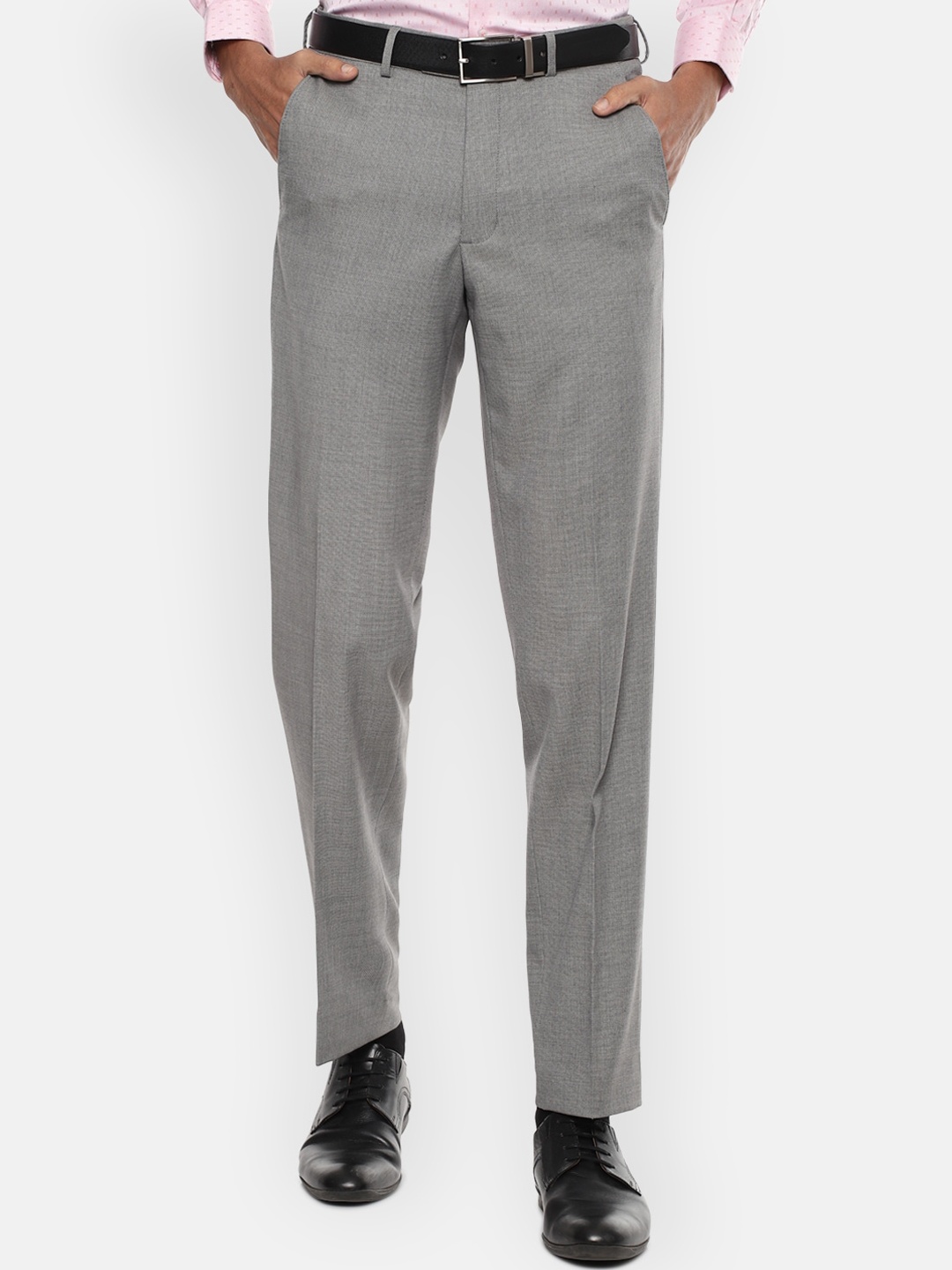 

Van Heusen Men Grey Textured Regular Fit Formal Trousers