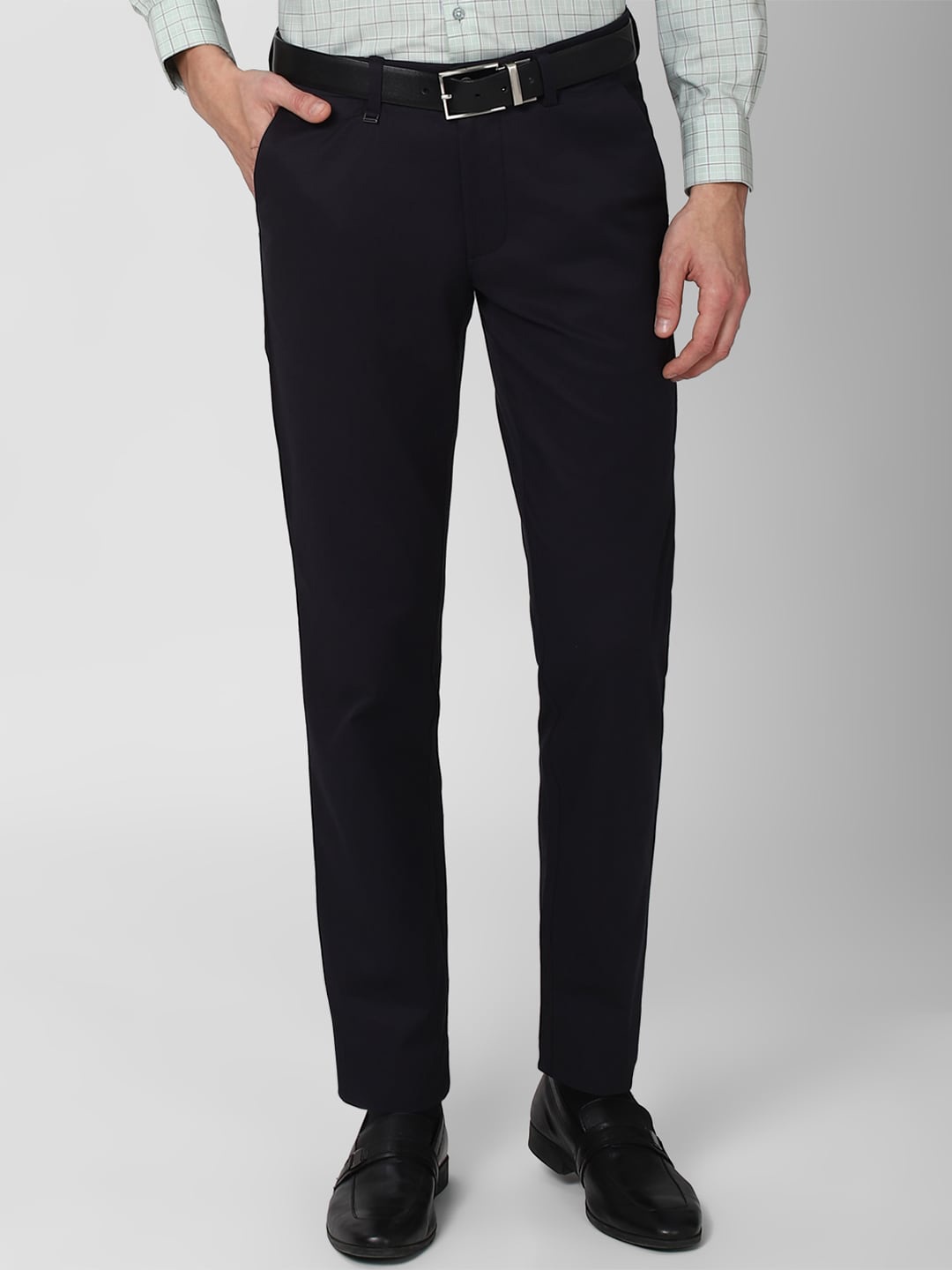 

Van Heusen Men Navy Blue Slim Fit Formal Trousers