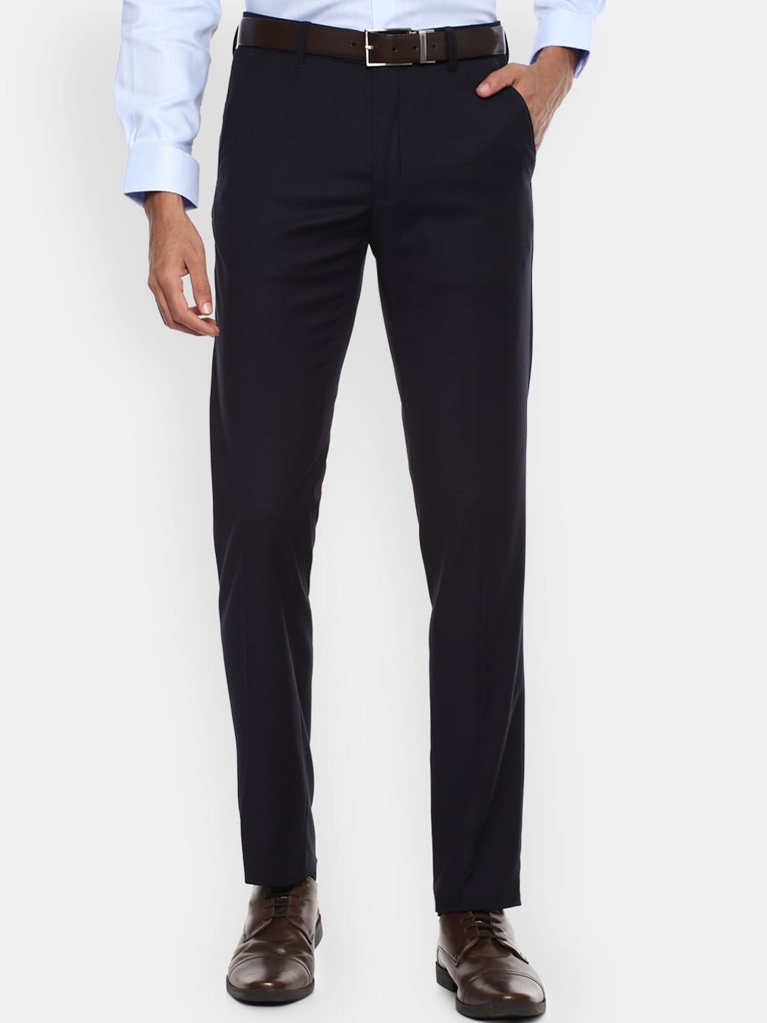 

Van Heusen Men Navy Blue Slim Fit Formal Trousers