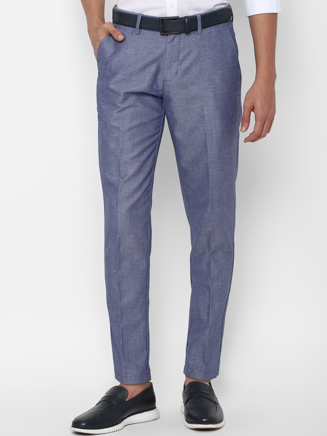 

Allen Solly Men Grey Textured Slim Fit Regular Trousers