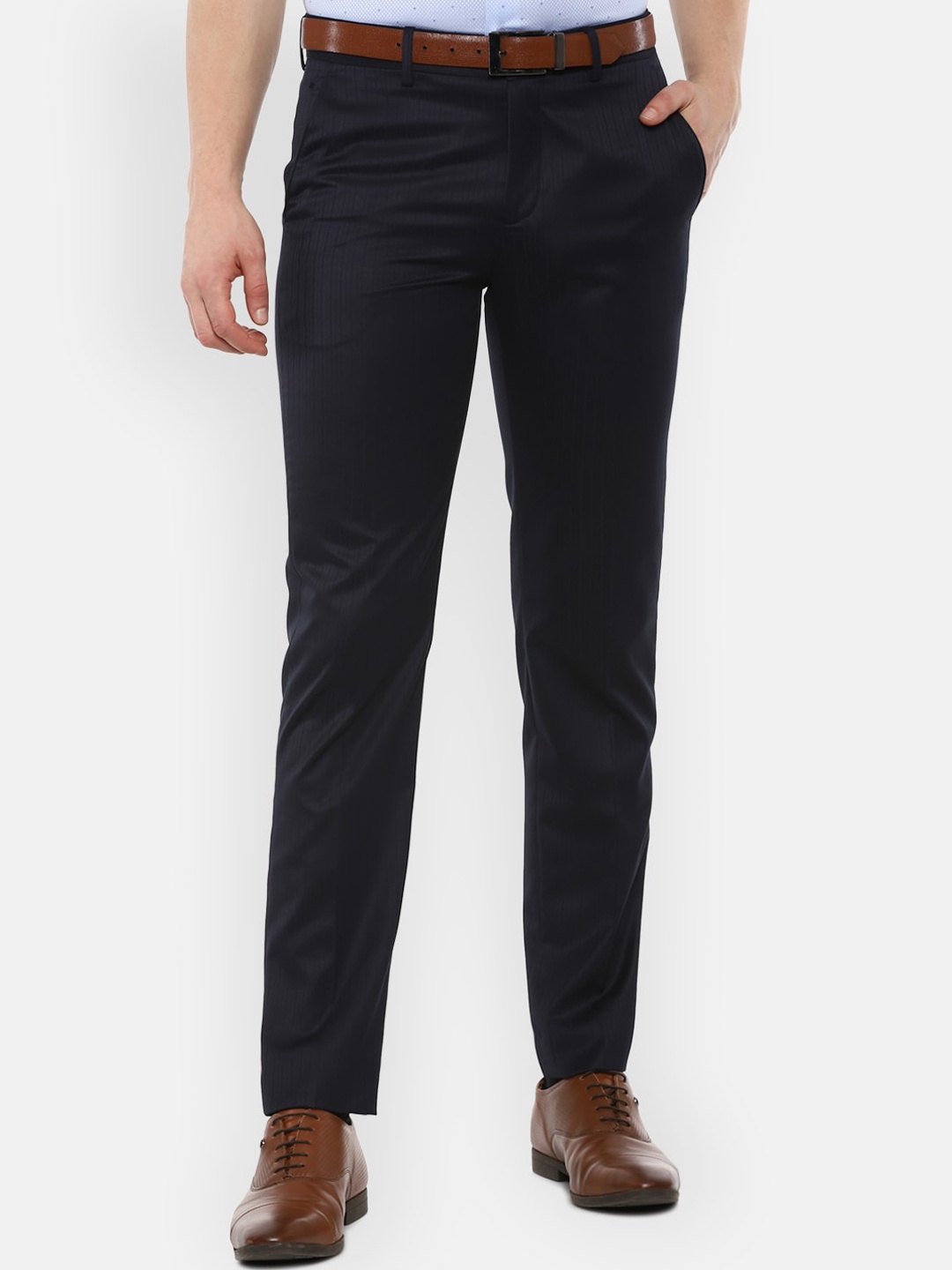 

Louis Philippe Men Navy Blue Slim Fit Formal Trousers