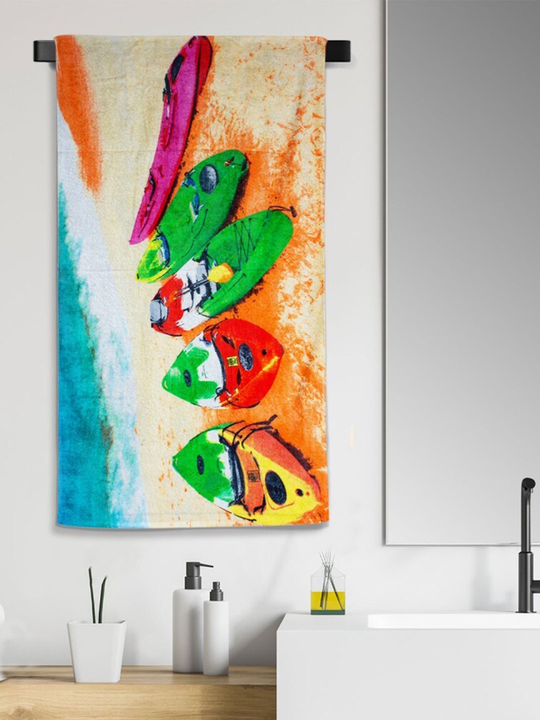 

Aura Multicoloured Laika Boat Printed 350 GSM Medium Bath Towel, Multi