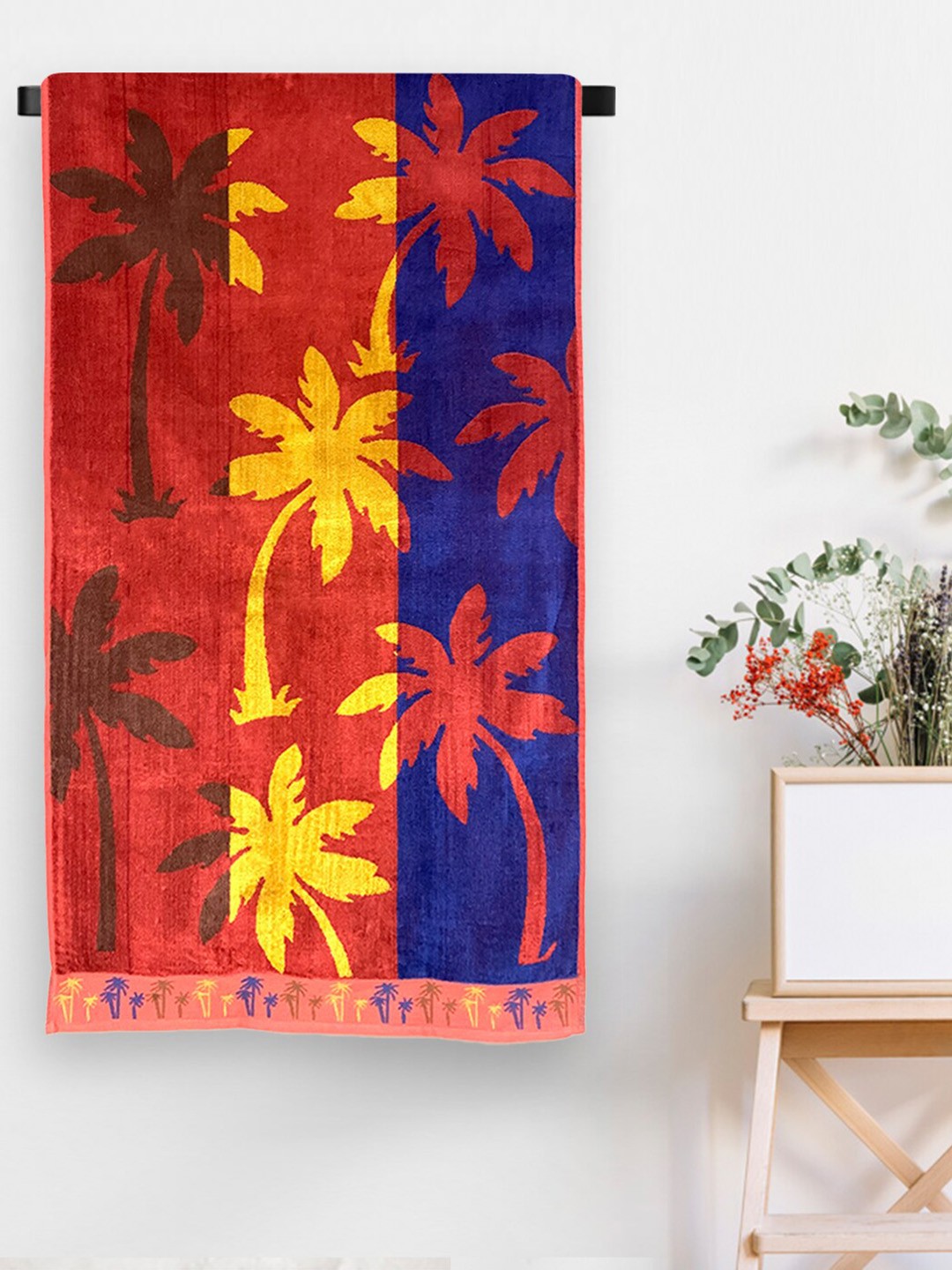 

Aura Maroon & Blue 410 GSM Rosabell Jacquard Cotton Beach Towel