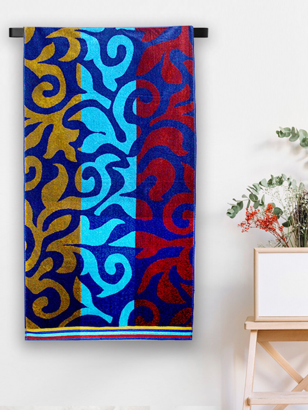 

Aura Rosabell Blue Jacquard Cotton 400 GSM Leaf Design Beach Towel