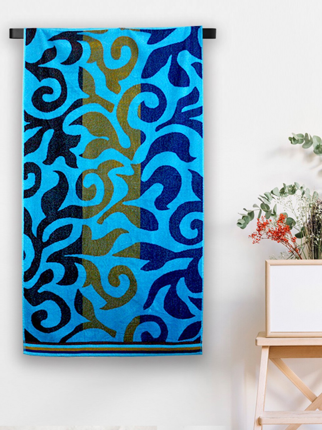 

Aura Blue 410 GSM Jacquard Cotton Large Beach Towel