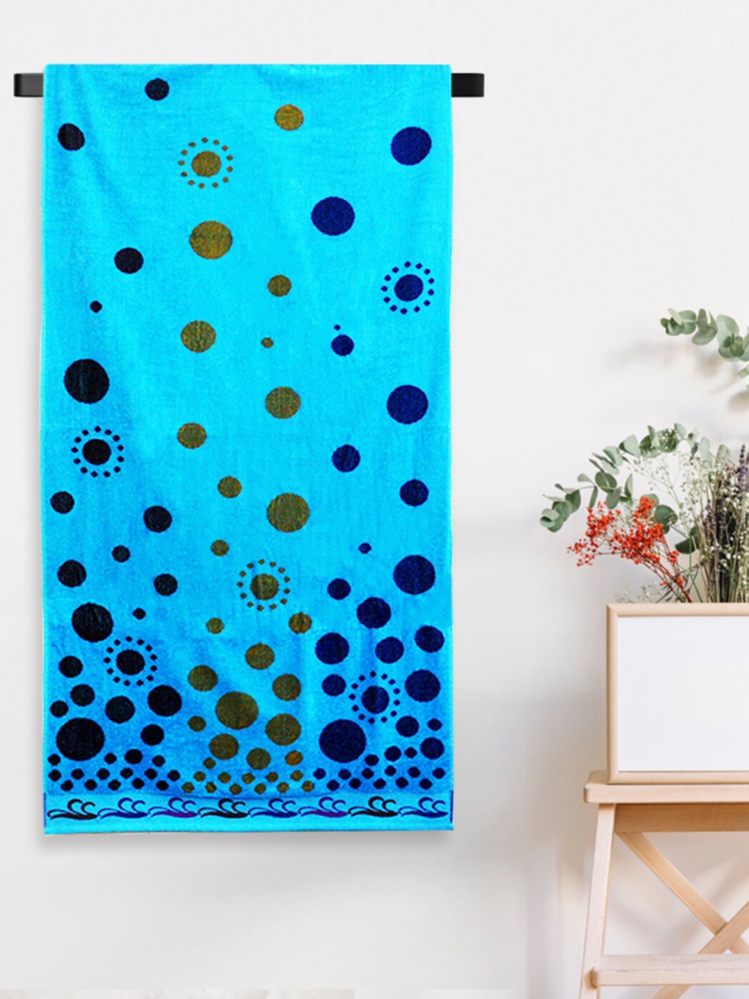 

Aura Blue 410 GSM Jacquard Cotton Large Beach Towel