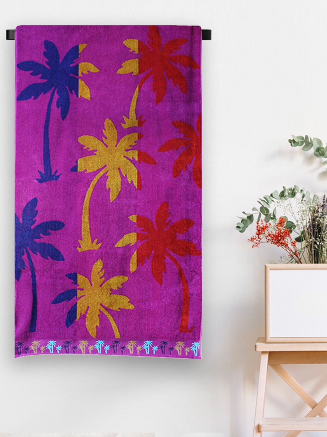 

Aura Purple Tree Design Jacquard Cotton 410 GSM Large Beach Towel