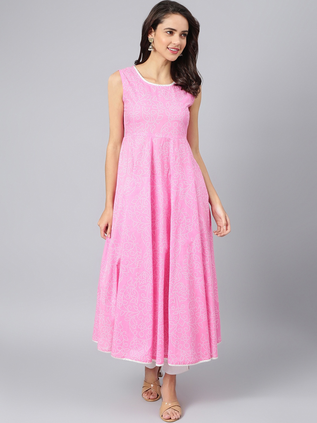 

Azira Woman Pink Ethnic Motifs Printed Anarkali Kurta