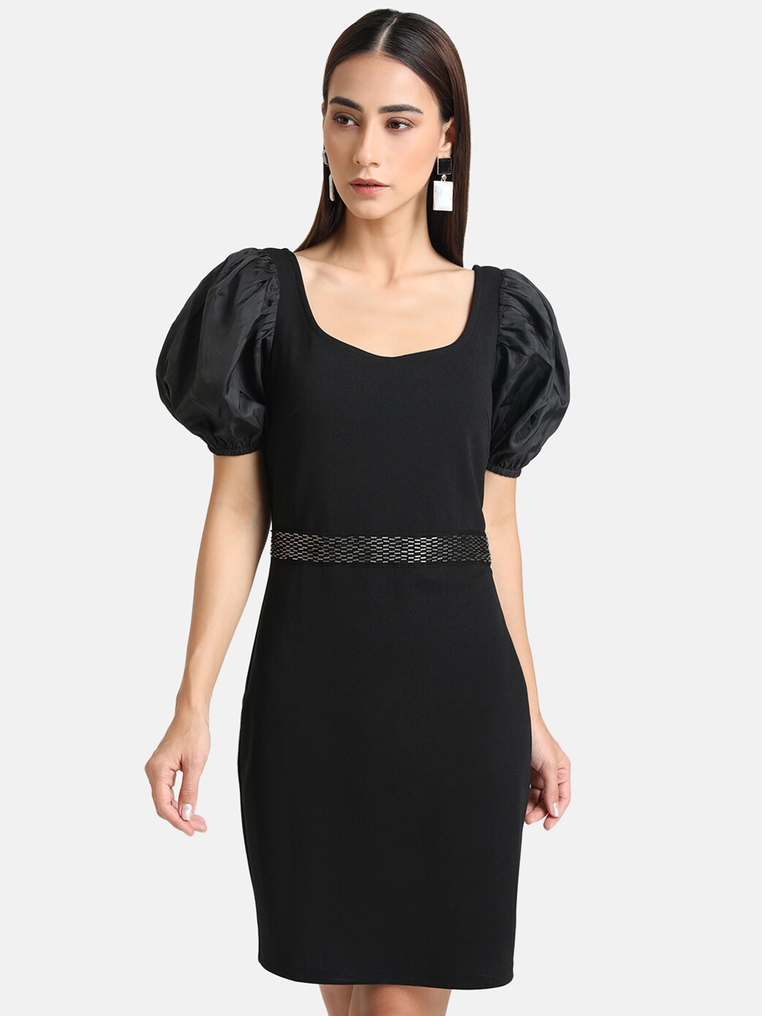 

Kazo Black Embellished Mini Sheath Dress