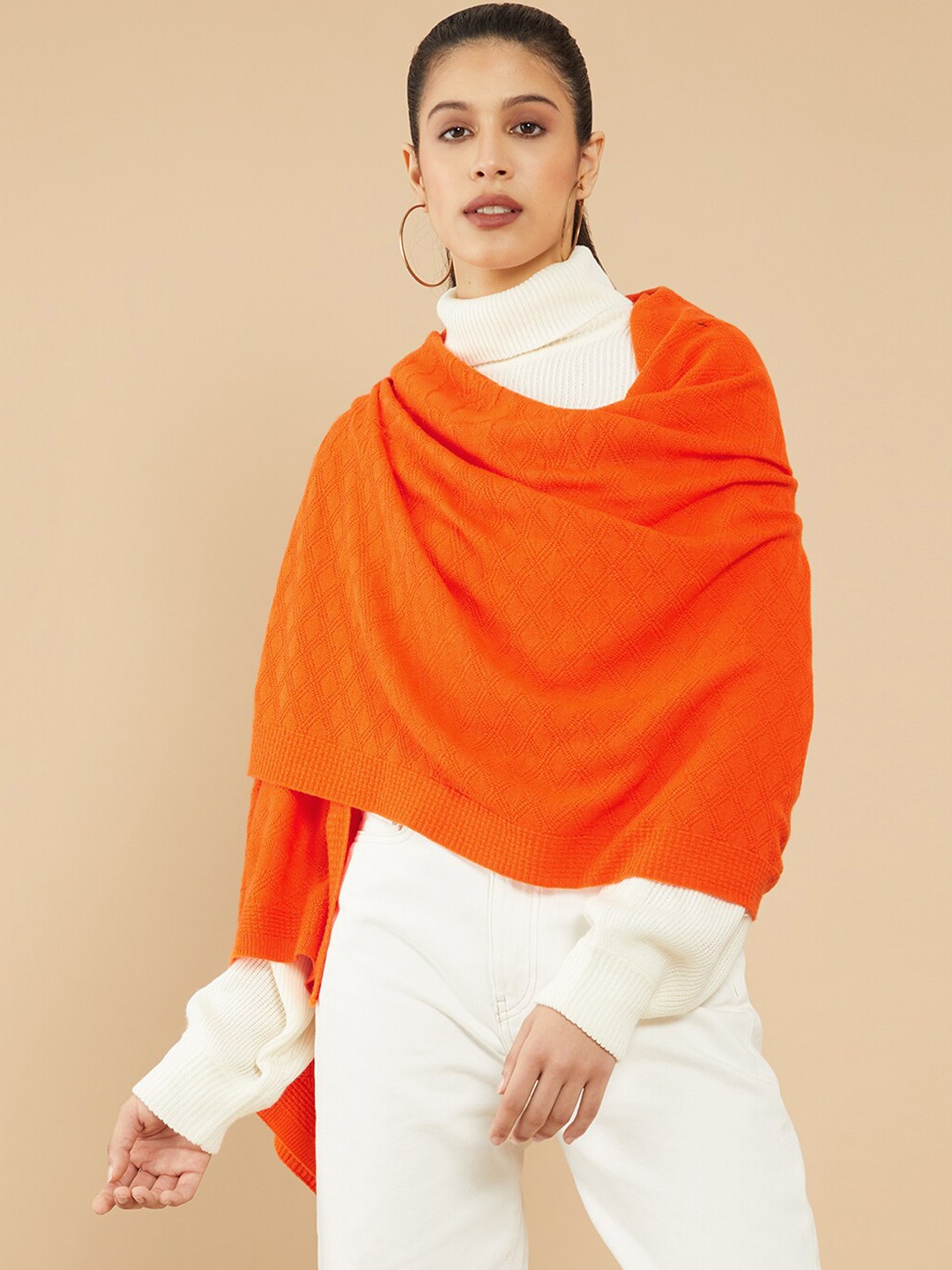 

Soch Self Design Poncho, Orange