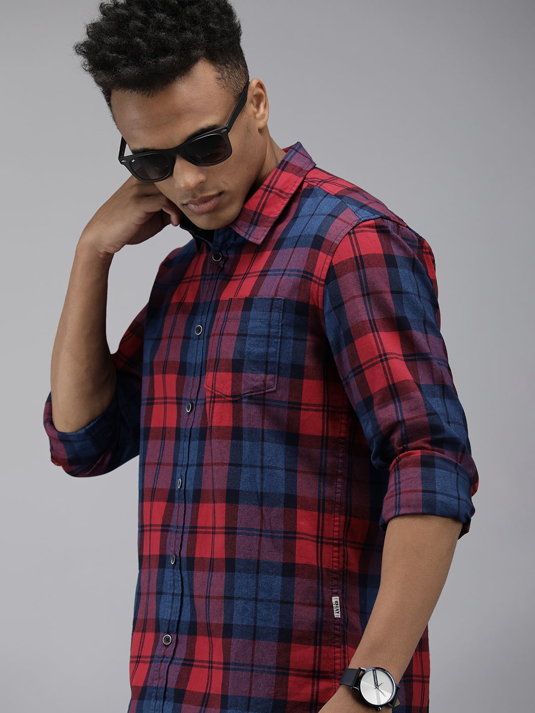 

BEAT LONDON by PEPE JEANS Men Classic Slim Fit Checked Pure Cotton Shirt, Multi