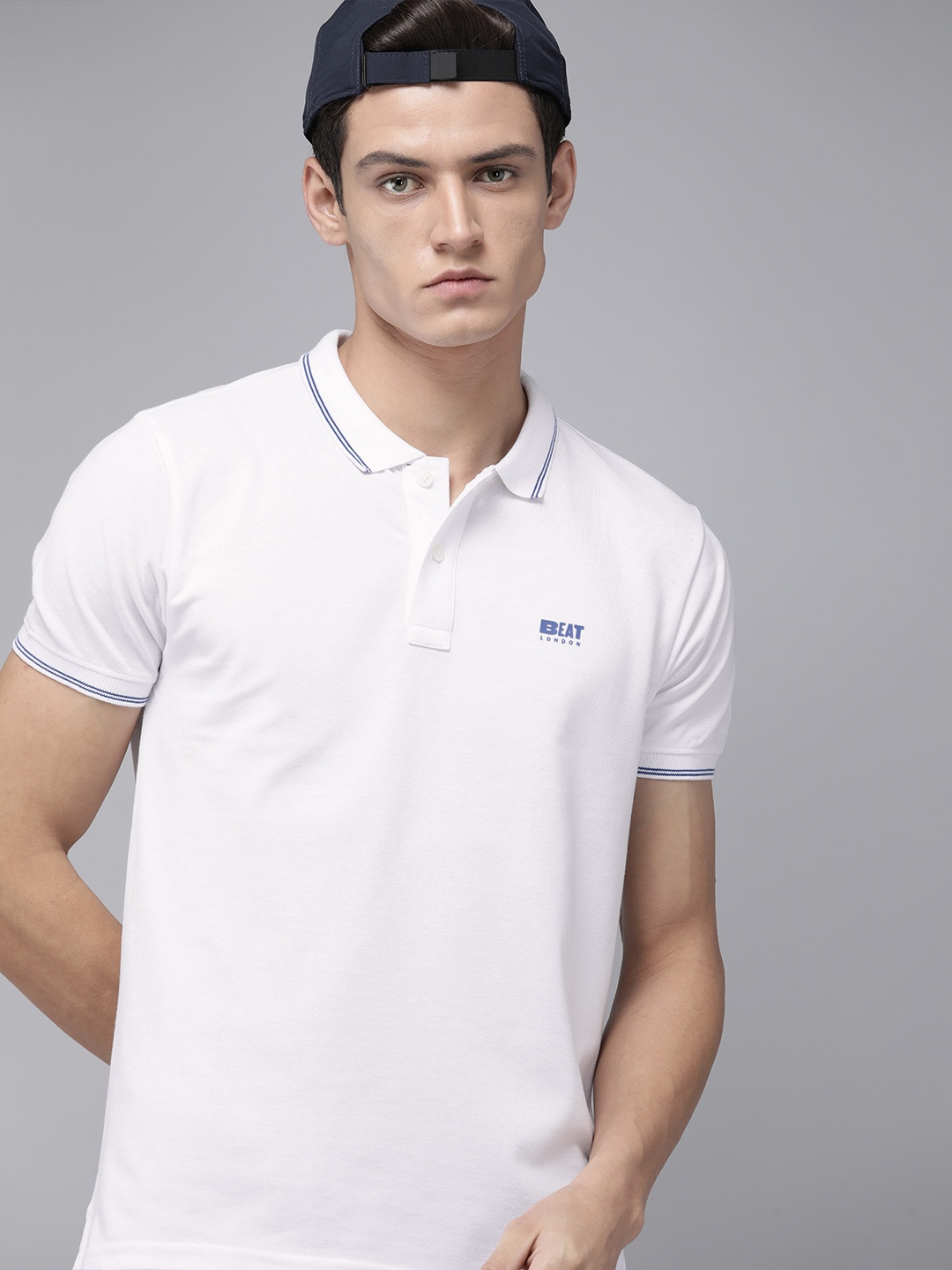 

BEAT LONDON by PEPE JEANS Men White Solid Polo Collar T-shirt