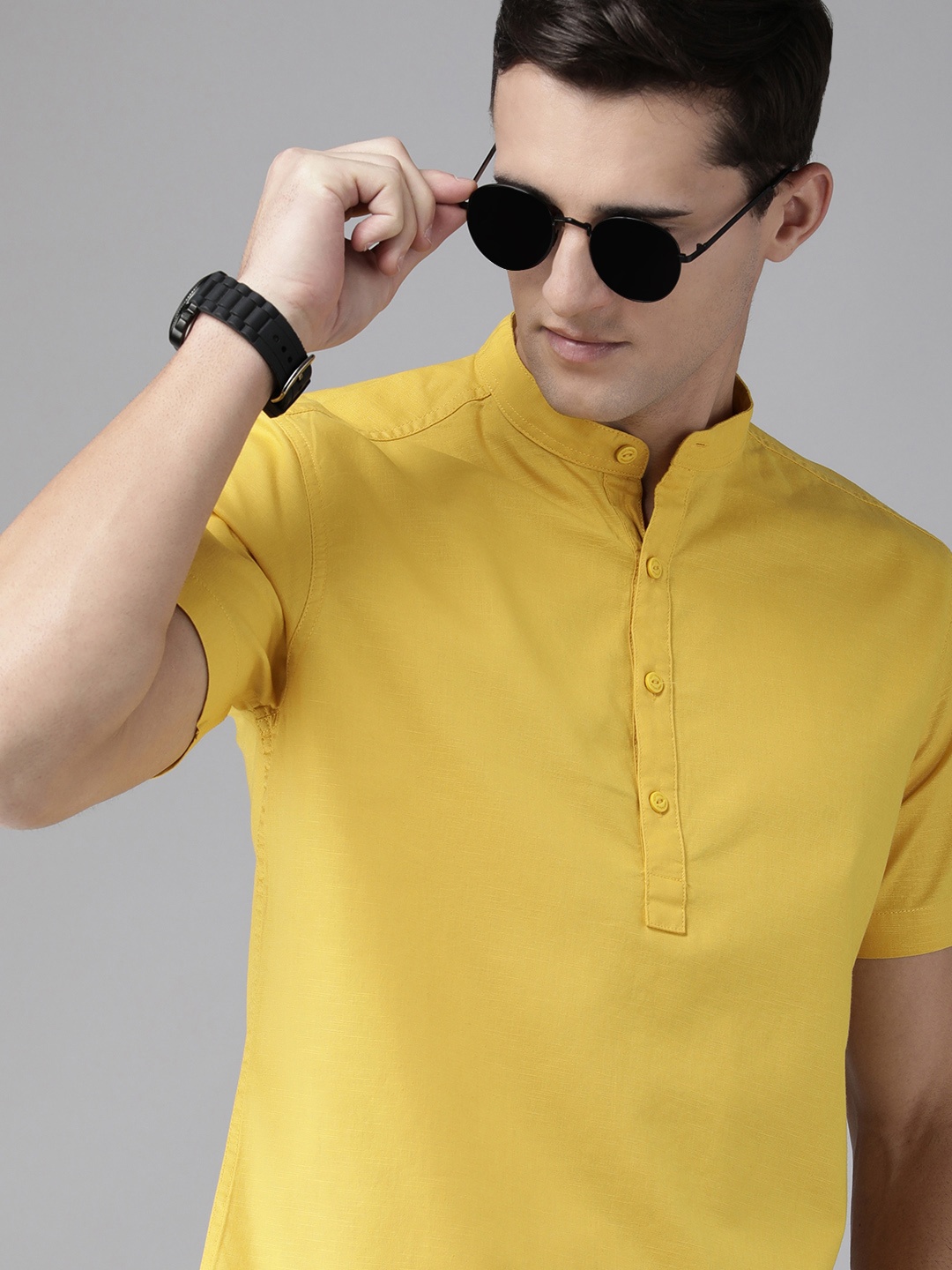 

BEAT LONDON by PEPE JEANS Men Mustard Yellow Spinner Slim Fit Pure Cotton Casual Shirt