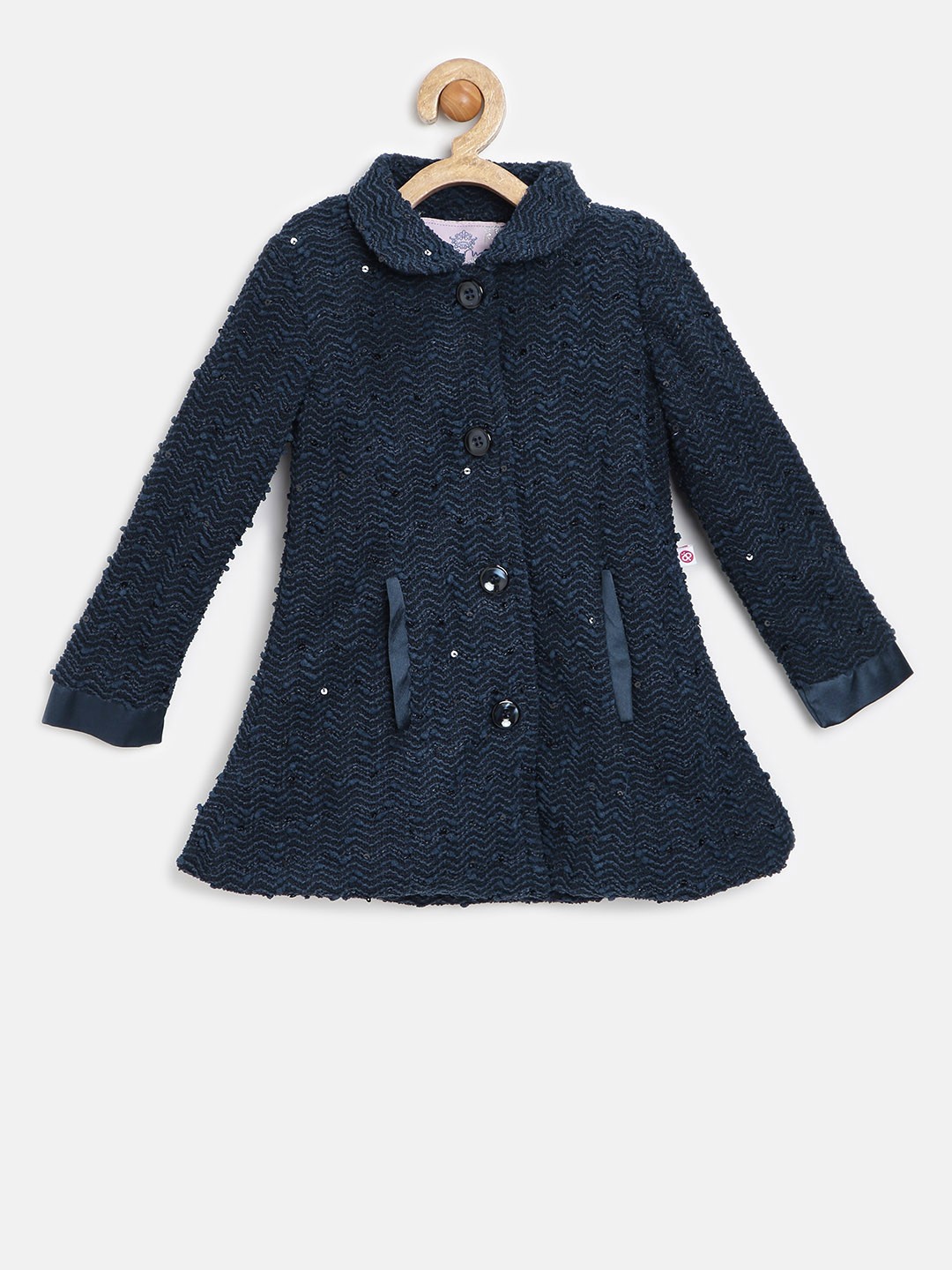

Peppermint Girls Navy Sequinned Coat, Navy blue