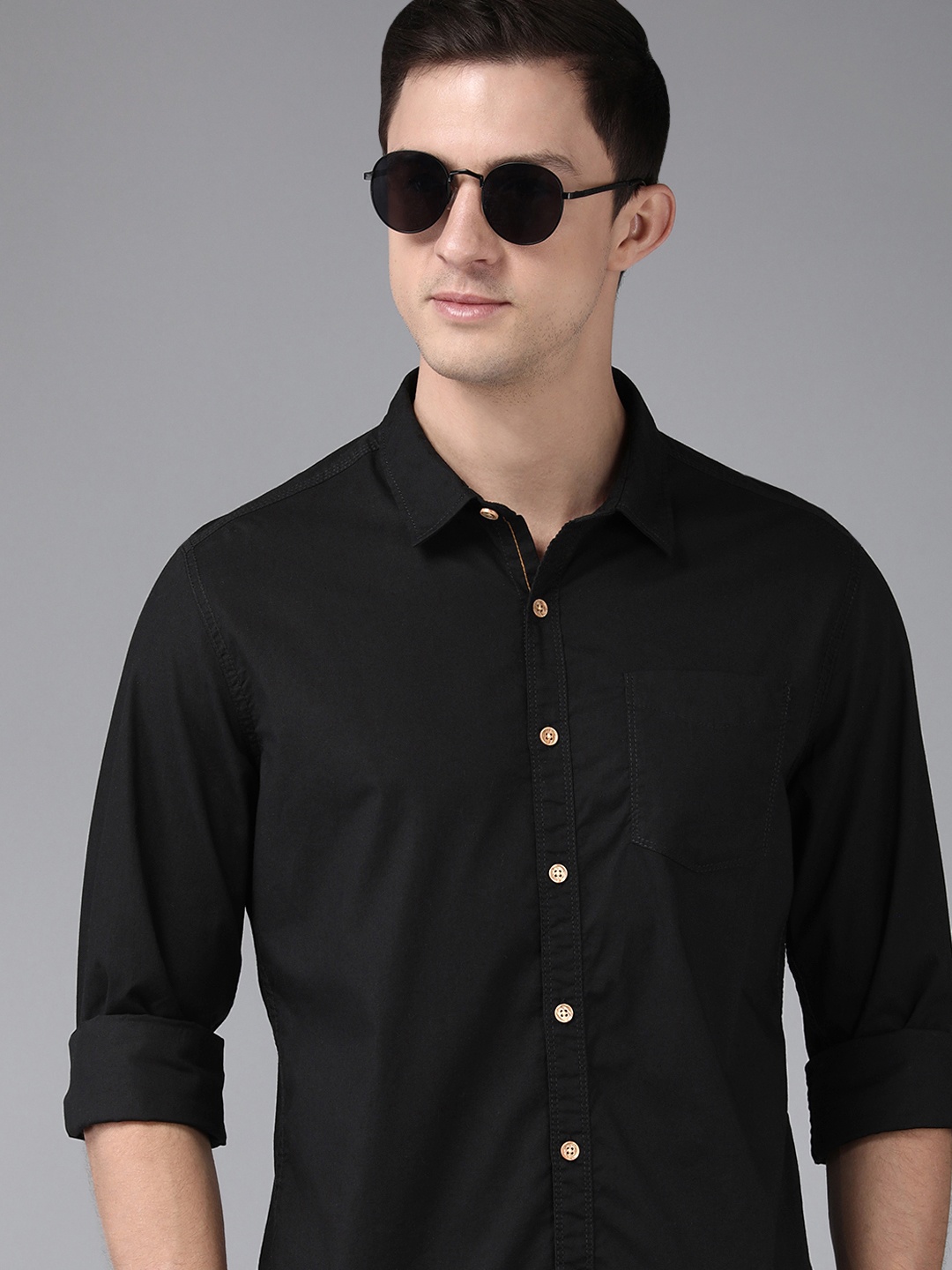 

BEAT LONDON by PEPE JEANS Men Black Classic Slim Fit Casual Shirt
