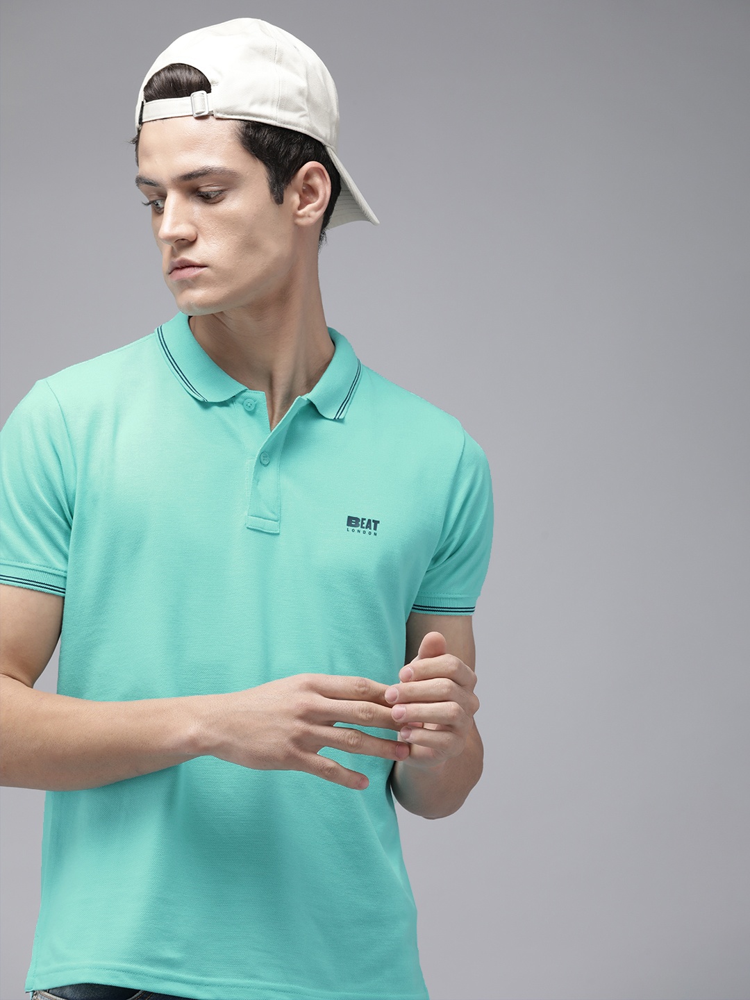 

BEAT LONDON by PEPE JEANS Men Sea Green Polo Collar T-shirt