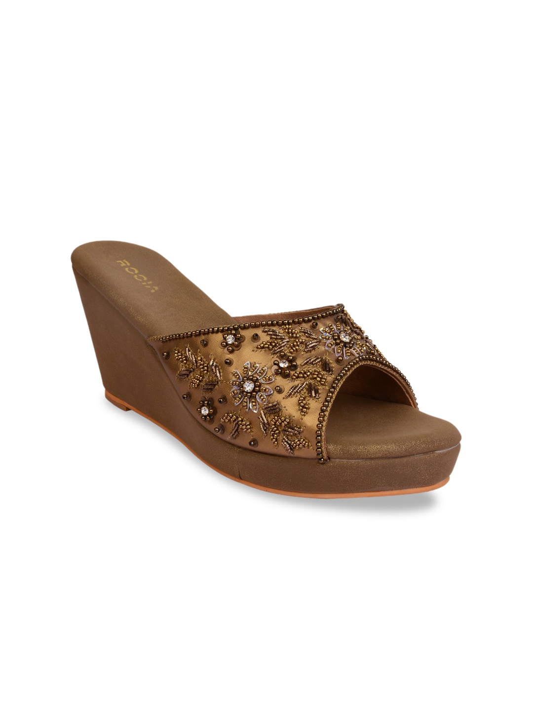

Rocia Gold-Toned Embellished Ethnic Wedge Mules
