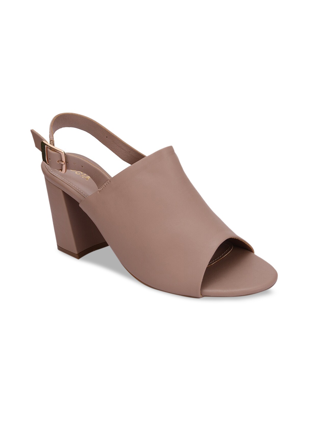 

Rocia Nude-Coloured Peep Toe Block Mules