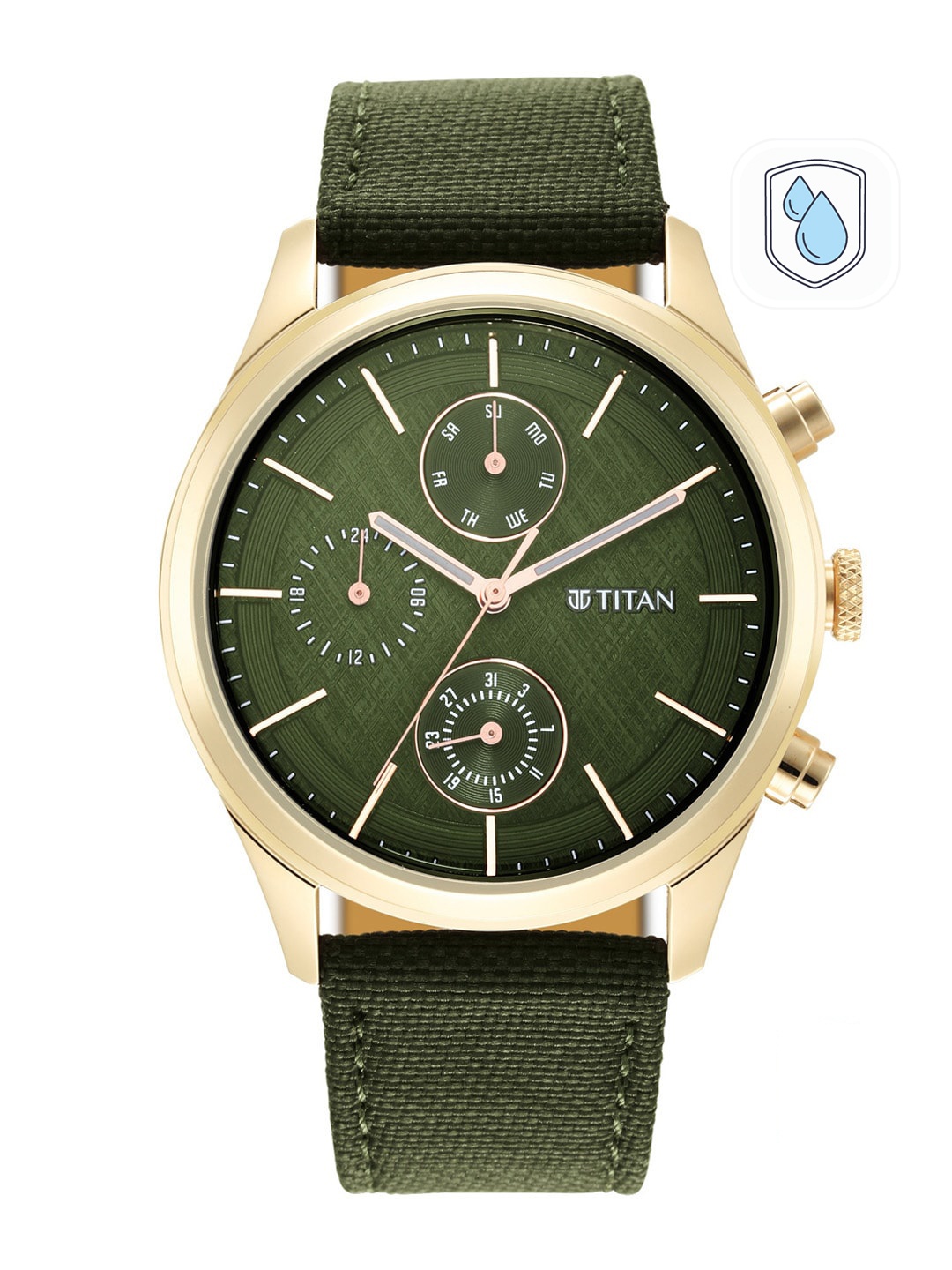 

Titan Men Dial & Green Straps Analogue Watch 1805WP01