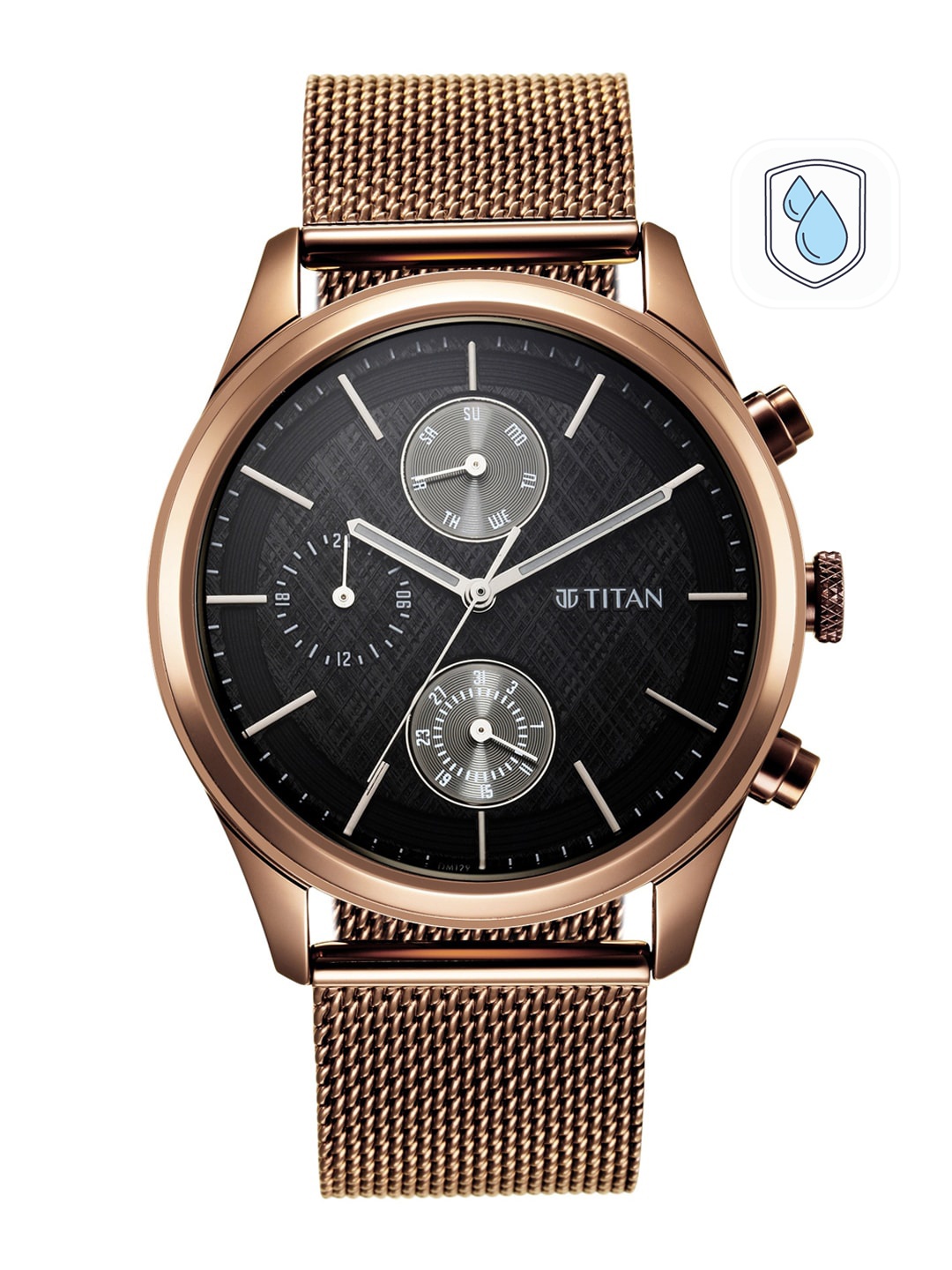 

Titan Men Black Dial & Brown Stainless Steel Bracelet Style Straps Analogue Watch