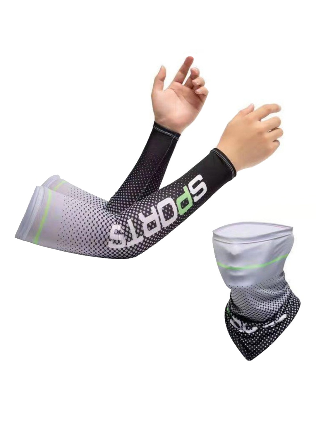 

FabSeasons Grey & Black Set of Cooling Arm Sleeves & Bandana