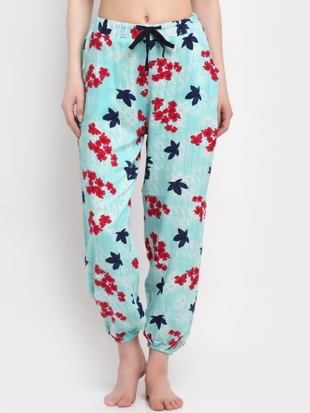 

ANTI CULTURE Women Blue & Red Floral Printed Lounge Pants