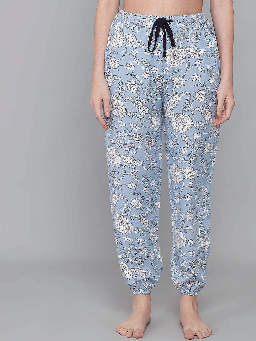 

ANTI CULTURE Women Blue Printed Lounge Joggers